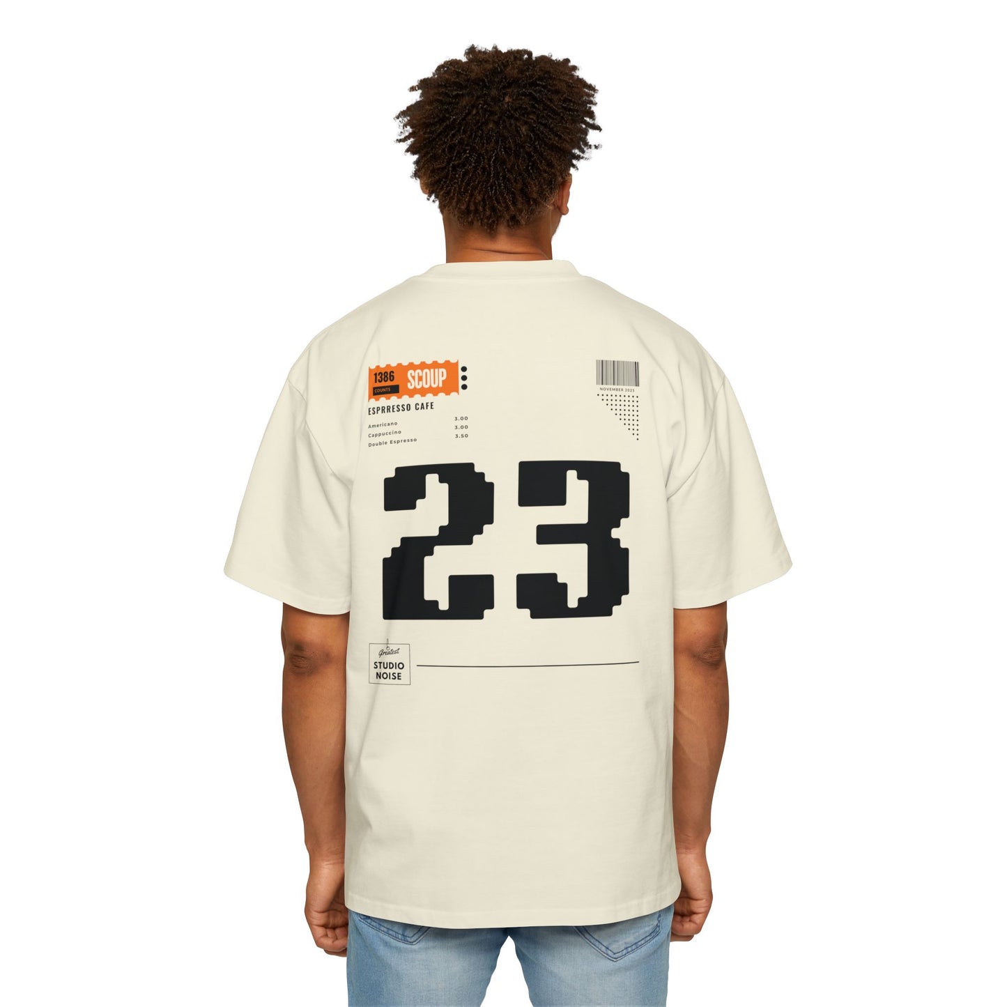 23 studio - Men's Heavy Oversized Tee with Aesthetic Back Design