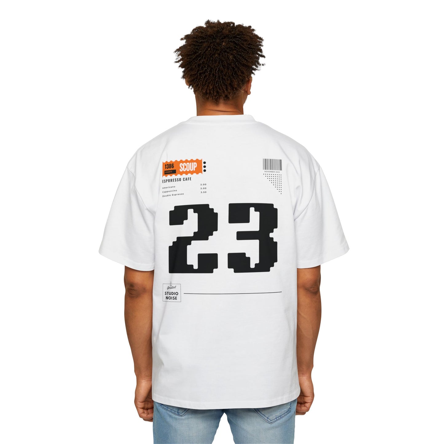 23 studio - Men's Heavy Oversized Tee with Aesthetic Back Design